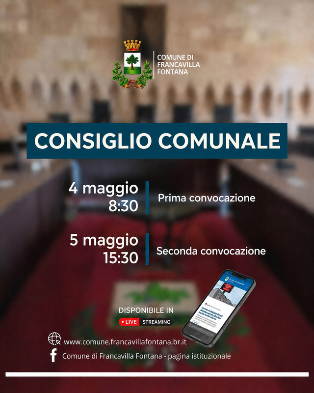 consiglio comunale 4 - 5 maggio 2026 francavilla fontana